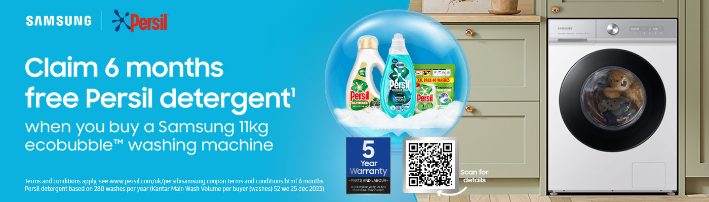 6 months free detergent with Samsung and Fairy